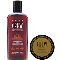 Daily Shampoo 250ml + Cera Fijación Alta Molding Clay 85gr American Crew Men